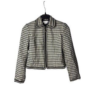 Vtg Shomi By Millie Shor Cropped Blazer 8 Full Zip Acrylic Shoulder Pads Lined